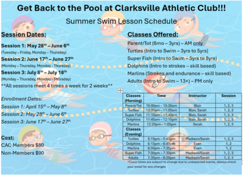 Swim Lessons | Clarksville Athletic Club